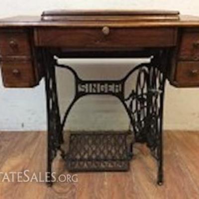 Vintage Cast-Iron Singer Treadle Table