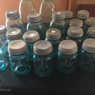Blue/Green Ball canning jars 