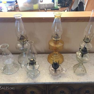 Depression Glass oil lamps 