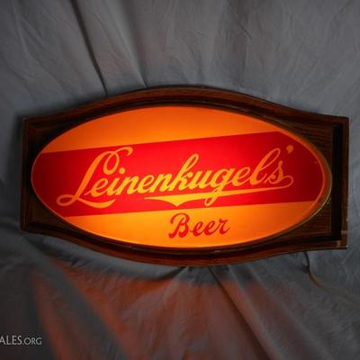 Vintage Leinenkugel Beer Light along with a variety of beer signs, lights & collectibles