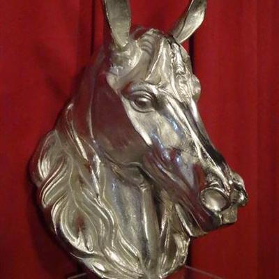 LARGE ALUMINUM WALL SCULPTURE, HORSE HEAD