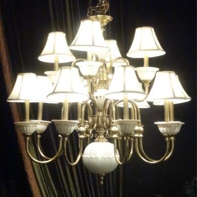 LENOX PORCELAIN AND BRASS CHANDELIER