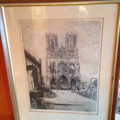 Litho of Cathedral at Reims