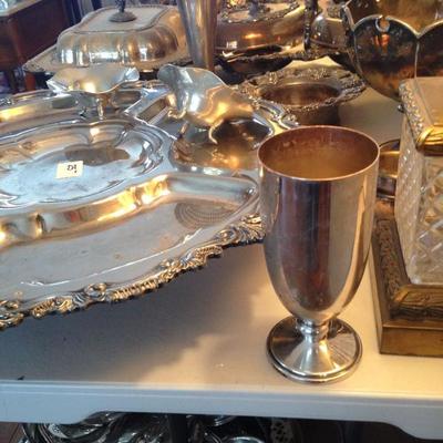 Silver lazy-susan and and cup
