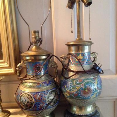 Brass lamps with Oriental decorations -- not cloissone