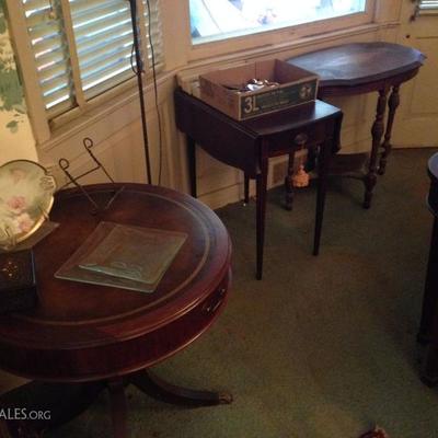 Card tables (Hepplewhite) drop leaf (rare) and barrel table