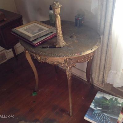 Gilt vanity table with candle holder