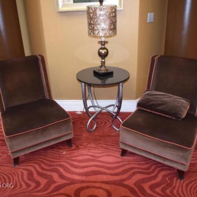 table, lamp, chairs