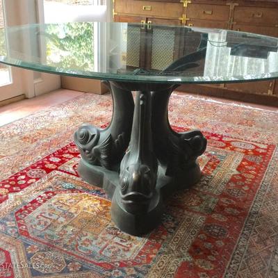 Fantastic Bronzed Metal Dolphin Table