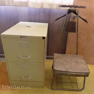 AVT016 Century File Cabinet and Vintage Valet Chair
