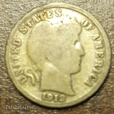 CTH508 One 1912 Barber Dime
