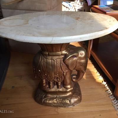 Vintage Elephant Table with Marble top