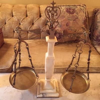 Vintage Marble and bronze balancing scales