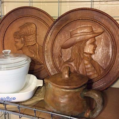 Wood Bas Relief Artwork, corningware