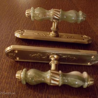Italian marble and brass door pulls [never used] $100
