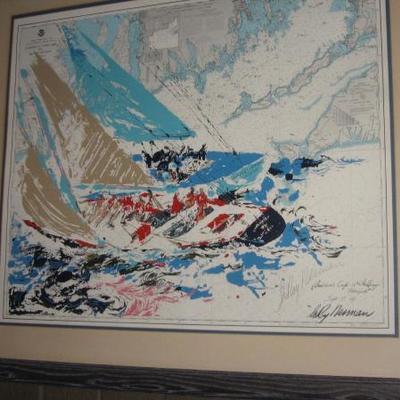 Leroy Neiman, Americas Cup 1964, double signed