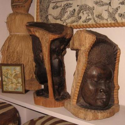 African (Ironwood? very heavy) double-sided carving - Man and woman