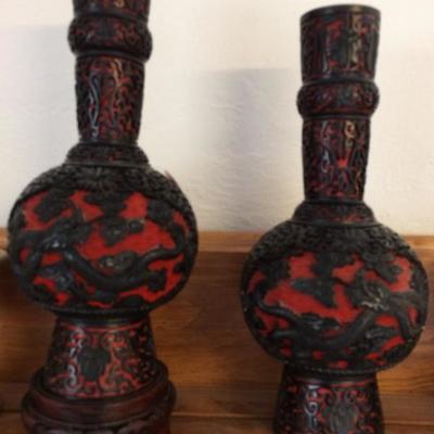 Antique Asian Vase Set