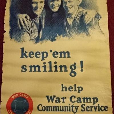 WORLD WAR 1 POSTER WAR CAMP COMMUNITY SERVICE