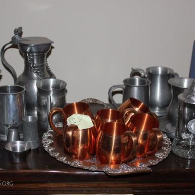Pewter cups and mugs