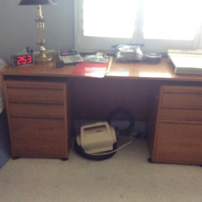 Desk with separate drawers that slide under neath 