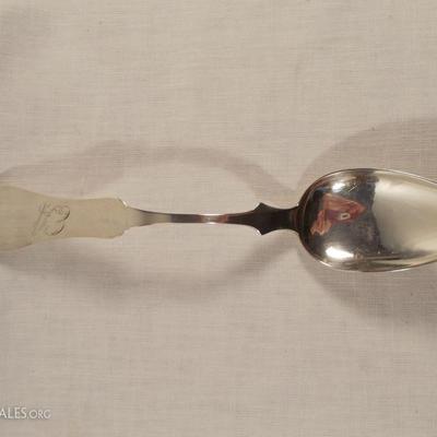 Richard Clayton Coin Silver Serving Spoon
It measures 8 5/8â€. It is engraved EA. It dates to 1850.
$75