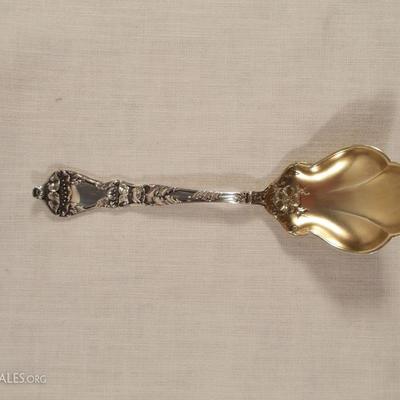 Baker Manchester Mfg. Co. Sugar Spoon
This company existed 15 years from 1898-1913 in Providence RI. The spoon is 5 5/16” and has a gold...