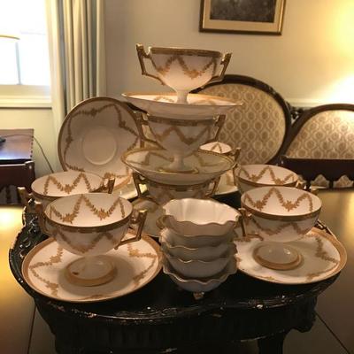 c1910 Ovington New York by early Lenox porcelain bullion cups and saucers 