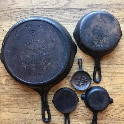Griswold, Wagner and Wilton cast iron pans