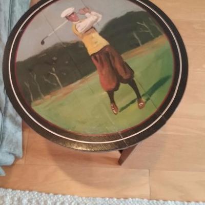 golf side table round, set of four all different