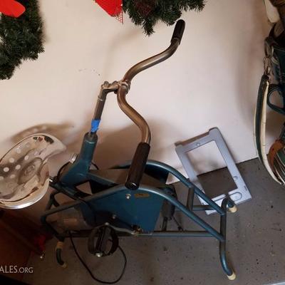 Vintage Mac Lew Exercise bike with motorized components, works great, nice show piece or just a fun thing to use