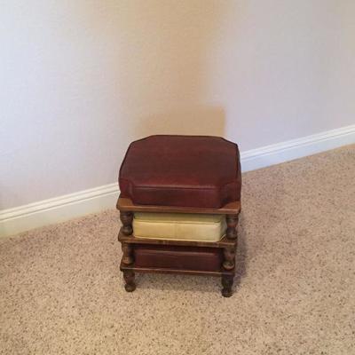 unique three tier stool made of wood and matching tops