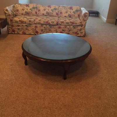 oval dark wooden coffee table