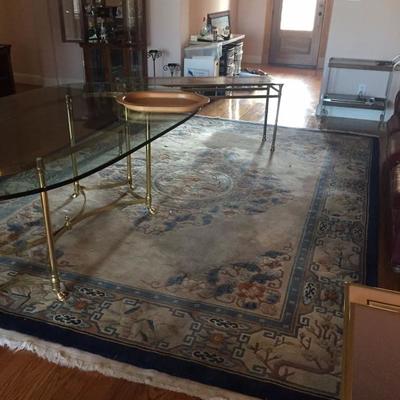 woven rug, glass oval table for living room or dinning area