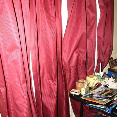 Pair of red curtains with sheer
