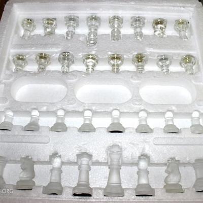 New in box glass chess set

