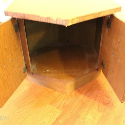 End table with cabinet doors
