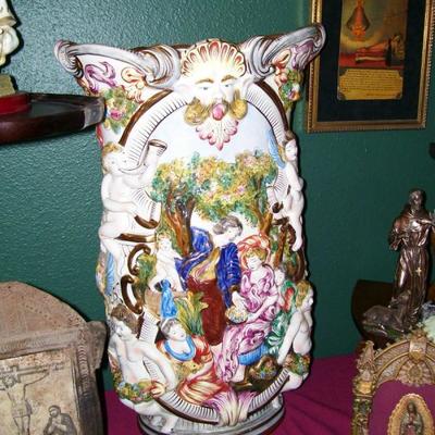 Large vintage capodimonte vase