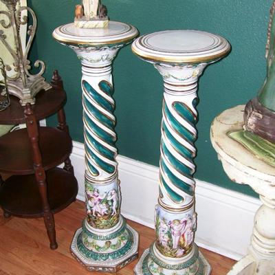 Vintage pair of Capodimonte pedestals