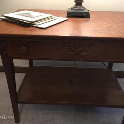 Antique writing desk or occasional table.  Solid oak