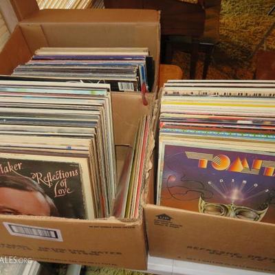boxes of Records, Vinyl 33s.  Group Tour pamphlets