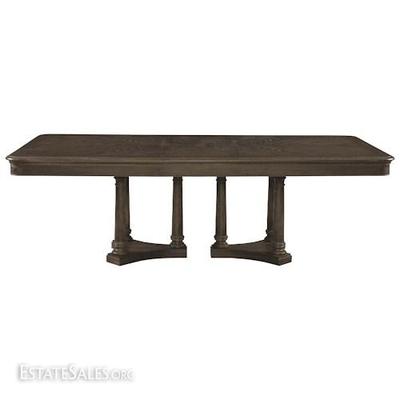 BASSETT EMPORIUM DINING TABLE IN SMOKE OAK WITH 2 LEAVES