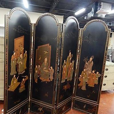 Four panel Oriental screen