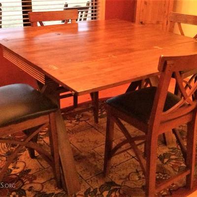 Fold Up Pine Table and 4 Chairs