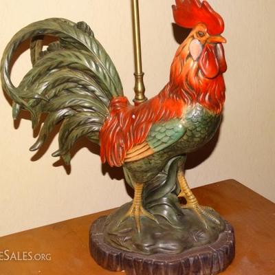 Folk Art Rooster Lamp