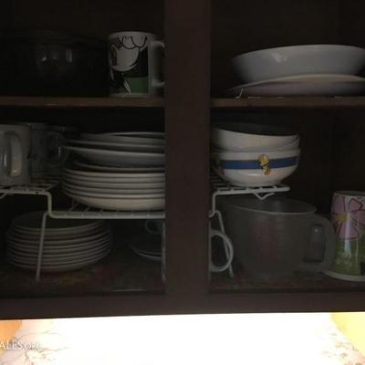 Assorted dishes, glassware and cookware