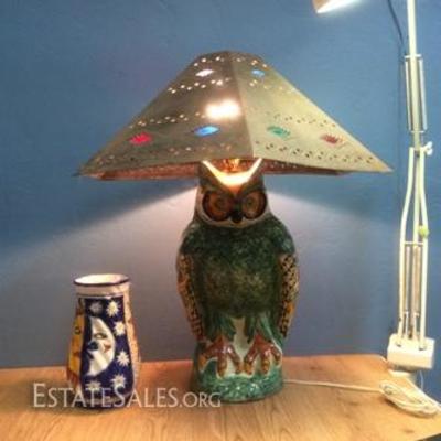 Talavera Owl Lamp and Vase