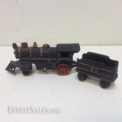 Vintage Cast Iron Toy Locomotive and Coal Car