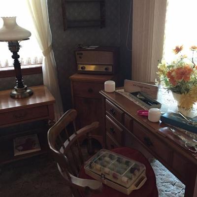 Vintage Montgomery Ward sewing machine and cabinet