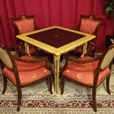 MINTON SPINELL GAME TABLE WITH 4 ARMCHAIRS